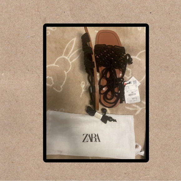 Zara crochet wrap black sandals. Size 39. - Picture 2 of 5